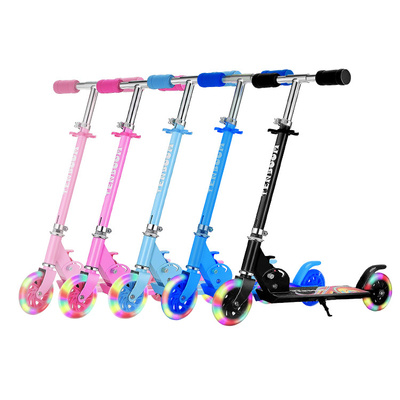 Pink Blue Handle 100KGS PU Girls Kick Scooters 110lbs Girls 2 Wheel Scooter