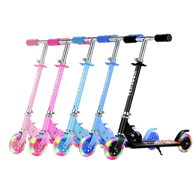 Pink Blue Handle 100KGS PU Girls Kick Scooters 110lbs Girls 2 Wheel Scooter