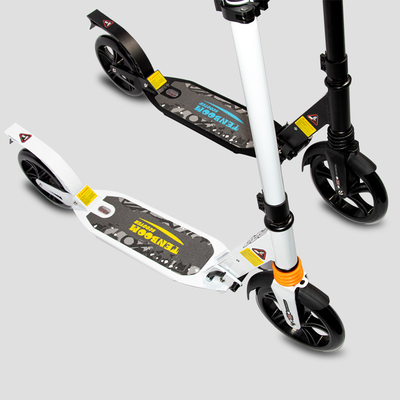 CE White Two Wheel Kick Scooter PU 2 Wheel Foot Scooter Rear Disc Brake
