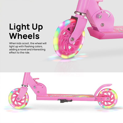 Load 50kgs Children Girls 2 Wheel Kick Scooter Quick Folding