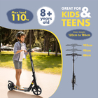 Teen Two Wheel Kick Scooter With Wide Non Slip Platform Foldable Handlebar