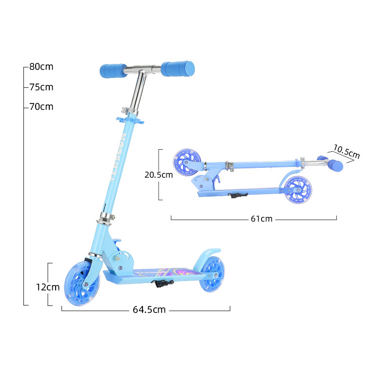 Foldable 80cm Kids Kick Scooters 50KGS Blue Electric Scooter