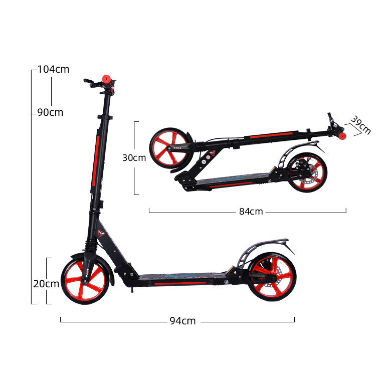 ROHS Rear Suspension Scooter 100KGS Disc Folding Kick Scooter