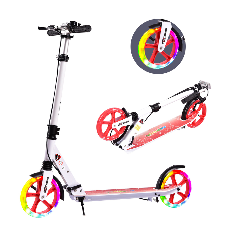 Front Suspension Light Up Foldable Kick Scooter For Teen And Adult
